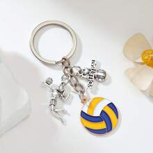 I Love Volleyball "Theme Alloy Keychain - Ideal Gift For Athletes And Fans, Fashionable Car And Bag Accessories, Car Keychain | Sports Theme Design | Keychain Car Accessories Bag Charm Backpack For School