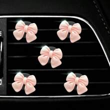 5pcs/Set Pink Bow Decoration Car Air Vent Clip, Car Air Freshener Decor