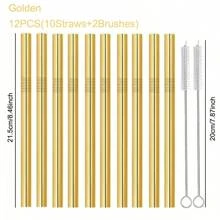 4/6pcs Wide 12mm Stainless Steel Metal Boba/Bubble Tea Straws Set - High Quality Polished Reusable & Easy To Clean, Suitable For Boba/Smoothies/20oz Cups - Great For Thick Drinks & Slushies (Silver/Colored),School Supplies