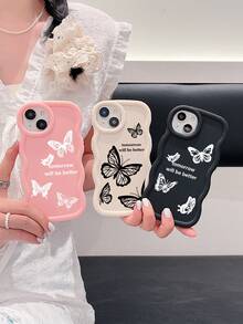 3pcs Luxury Creative Butterfly Print Matte Soft Phone Case, Compatible With IPhone & Galaxy Phones - Multicolor - View 5