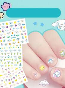 Sanrio 5 piezas de calcomanías de uñas de Sanrio Kuromi, calcomanías de uñas de plástico autoadhesivas, con temática de anime con brillo, acabado mate, forma asimétrica, de un solo uso, sin perfume - Decoración de uñas linda para uñas de niños