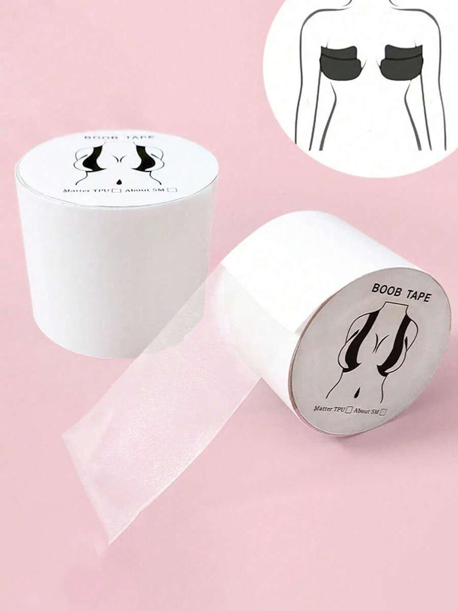 1pc Transparent Elastic Bandage Tape, Women Breast Lift Tape, Chest Sticker Bra, Breathable & Trimmable, Sports Moisture-Wicking Gather Tape - White - View 1