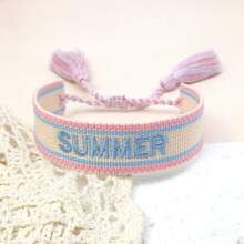 1 pieza Pulsera trenzada bordada a mano de estilo boho, adecuada como regalo para familiares, amigos, estudiantes, festividades, fiestas, vacaciones en la playa