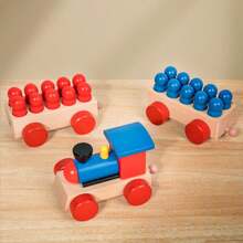 Juguete Tren De Madera Formas Geometricas Aprendizaje Matematicas Educacion Temprana - Multicolor - Ver 6