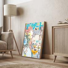 1 件复古《爱的象征》动漫帆布艺术印刷品，现代风格，适合家庭办公室装饰，非常适合客厅、卧室、厨房等装饰礼物（可选画框） - 彩色 - 查看 4