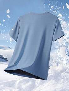 Men's Summer Quick-Dry Mesh T-Shirt, Lightweight Breathable Casual Versatile Short Sleeve, Comfortable For Sports & Outdoor - Baby Blue - View 3