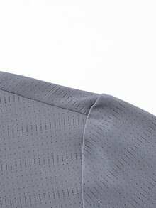 Men's Quick-Dry Breathable Mesh T-Shirt, Casual Versatile Lightweight Short Sleeve, Comfortable Sports Outdoor Top, Summer - Dark Grey - View 4