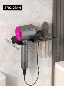 1个壁挂式吹风机/直发器支架，无需钻孔，浴室收纳架，适用于吹风机、直板夹、卷发棒和梳子 - 节省空间的浴室收纳架，浴室配件，浴室工具 - 彩色 - 查看 14