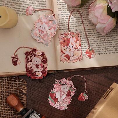 1pc Lovely Rococo Style Animal & Fruit Design Metal Bookmark, Creative Gift For Students, Teachers, Book Lovers,School Supplies,Back To School