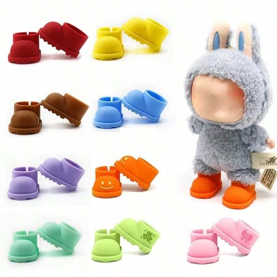 1 pieza [Botas de lluvia cortas de silicona para muñecas con soporte] Botas cortas de silicona de 17 cm de largo, accesorios de zapatos para muñecas (Solo se venden las botas, la muñeca no está incluida)