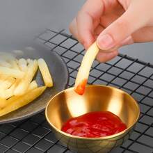 1/4/8/12 包 3.2 英寸不锈钢酱料碟迷你独立碟子碗圆形调味碟寿司蘸料碗开胃菜盘，金色，厨房，圣诞礼物，学校用品