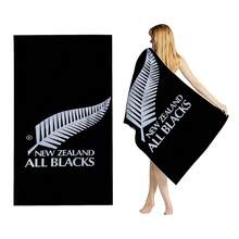 1 条装全黑队（新西兰橄榄球队）经典银蕨标志印花大号，速干、柔软、超强吸水沙滩巾，适合游泳、沐浴、旅行、野餐、露营。可机洗户外毛巾，适合男士、女士、男孩和女孩，沙滩必备 - 黑色 - 查看 16