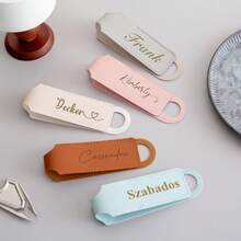 定制PU皮革行李牌，个性化超薄旅行牌，带签名姓名卡，适用于行李箱、背包，送给女性、男性、男友、女友、朋友的礼物，周年纪念日、圣诞节、节日/度假礼物，箱包及行李，2025万圣节配饰，商务休闲，基础款 - 彩色 - 查看 4