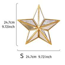 1pc Creative Resin Made Gold & Silver Tone 5-Pointed Star Home Decor Crafts, Wall Hanging With Mirrored Star Surface