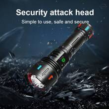 High-Power LED Flashlight Long-Range 1500 Meters Ultra-Bright Zoom Waterproof Tactical Torch Rechargeable Camping Fishing Light Outdoor Hiking Adventure Hunting Light - Black - View 10