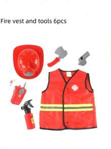Set di costumi per bambini con molti pezzi, come gilet da polizia, gilet da pompiere, cappello, zaino, accessori, adatto per il gioco di ruolo, gioco in casa, sia interno che esterno, regali di Ognissanti e festività, abbigliamento per bambini dai 3 ai 6 anni, costumi da carnevale