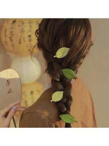 1 Women's Green Leaf Embroidered Hairpin, Sweet Side Clip, Women's Accessories/Hair Accessories, Forest Style Retro Alligator Hair Clip Claw Clips Hair Claws Hair Barrettes