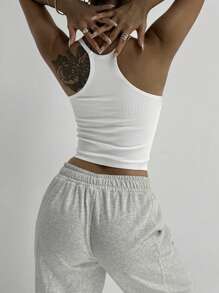 Top Cropped Básico de Yoga Feminino Sem Costura, Atlético e Fitness para Treino Diário