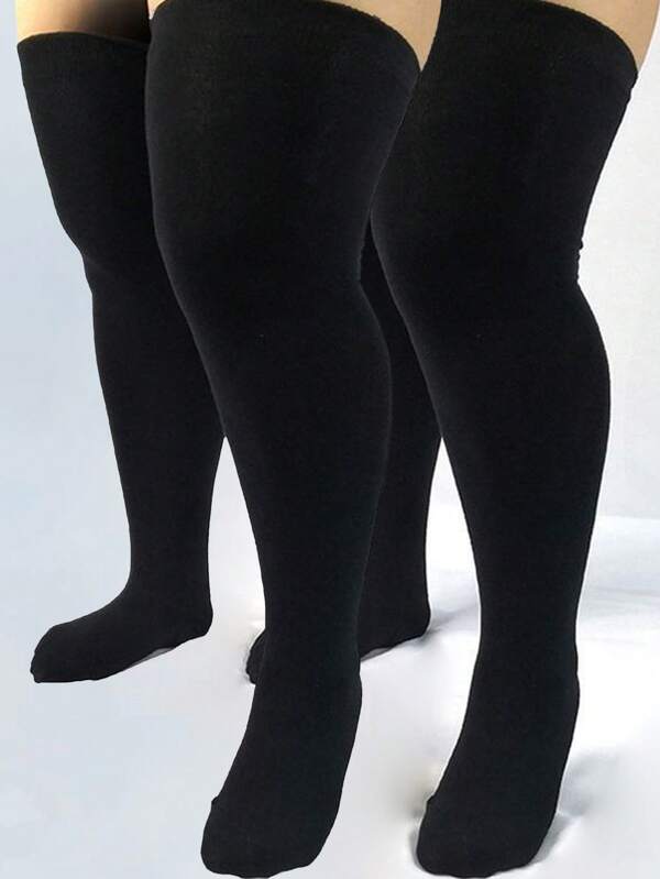 1/2 Paar Große Größen mehrlagige Silikon Antirutsch Oberschenkel Hohe Socken, einfarbige Oberschenkel Hohe Strümpfe, komfortable Überknie Socken für Frauen, geeignet für Party, Date, Bühnenauftritt - Ganzjährig