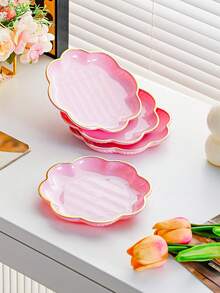 4pcs/6pcs Plastic Bone Plates - Small Dishes With Flower Pattern, Golden Accents, Suitable For Kitchen, Dining, Pickles, Chicken Bones - Multi-Function Mini Plates For Home And Restaurant - Multicolor - View 17