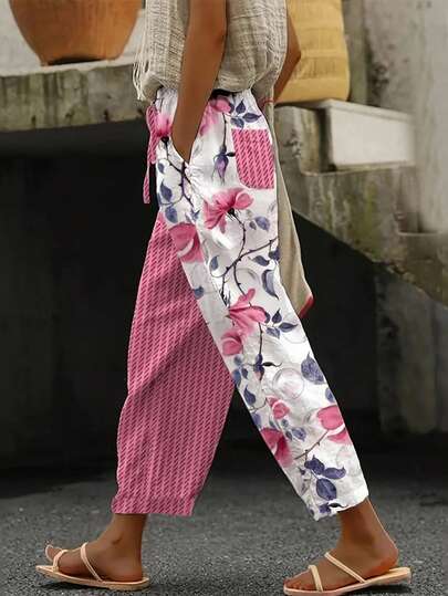 Pantalones cortos casuales de mujer con estampado no localizado