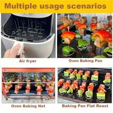 20 pièces/10 pièces/5 pièces Accessoires de friteuse à air, Mini brochettes universelles en acier inoxydable pour barbecue/bâtonnets de barbecue, Brochettes verticales en acier inoxydable pour barbecue, Grille verticale inclinée, Parfait pour la maison, l'extérieur, les fêtes, Noël et autres fêtes, vaisselle pour anniversaire