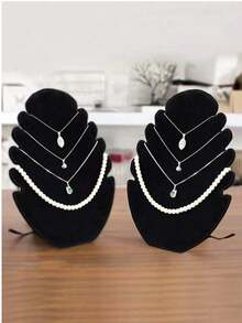 1 件黑色天鹅绒耳环耳环项链展示架、吊坠项链收纳架、手链架、珠宝配件架、珠宝盒，适用于情人节礼物、母亲节、生日礼物夏季必备女士收纳整理礼物旅行返校