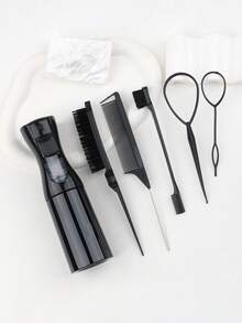 6 件套美发工具套装，包括梳子套件和连续喷雾瓶 - 适合所有发质和日常造型使用，专业，便携，适用于沙龙和家庭使用，返校，旅行度假必需品，女士发饰，刷子，发刷，边缘刷，刷头发，发梳，梳头发，顺发刷，球刷，迷你发刷，发刷套装，木梳，梳子，光滑后刷，发刷，边缘刷，刷头发，发梳，发刷套装，梳头发，迷你发刷，顺发刷，美发产品，美发工具，美发用品，护发，卷发刷，理发师，理发配件，美发设备