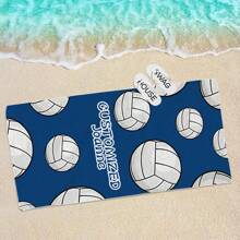 1pc Personalized Beach Towel With Custom Name And Volleyball Print - Super Absorbent, Microfiber, Color-Fast, Available In Multiple Sizes, Suitable For Beach, Pool, Yoga - Unisex Gift, Pool-Side Accessory | Vibrant Design | Color-Fast Fabric Travel Essentials Travel Accessories Beach Essentials