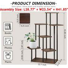 Plant Stand 5 Tier Indoor Metal Flower Shelf For Multiple Plants Corner Tall Flower Holders For Patio Garden Living Room Balcony Bedroom, Black (5 Tier-Black) - 7層-黑色+黑橡木 - 查看 4