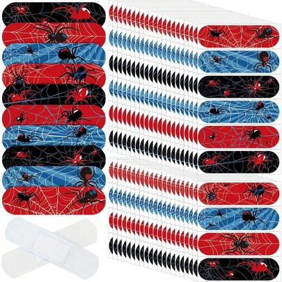 20/40/60 יחידות תחבושות מהירות לעצירת דם נגד שריטות, סיטונאי: תחבושות עם דוגמת עכביש מצוירת, תחבושות, תחבושות חמודות, רפידות נגד החלקה לכף הרגל, סרטים נושמים. תחבושות עם דוגמת מצוירת מצחיקה - חיוניות למשפחה, טיולים, קמפינג, פיקניק, טיפוס ופעילויות חוץ אחרות, ניתן להכניס לערכות חירום.