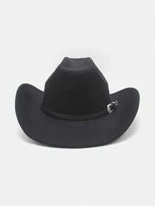 1Pc Western Cowboy Hat For Men Women Classic Roll Up Fedora Hat With Buckle Belt - Style 1 - View 5