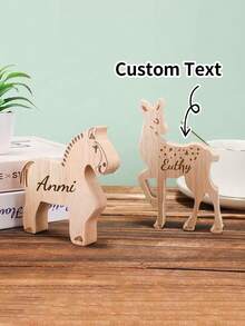 1pc Customized Wooden Craft Decor, Creative DIY Unpainted Movable Animal Wooden Figurine, Kids Bedroom Desk Decoration Back To School - Multicolor - View 3