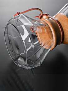 1PC Wholesale High Borosilicate Heat-Resistant Glass Rhinestone Wood Slice Coffee Pot Transparent Glass Mug Home American Shared Teapot Back To School