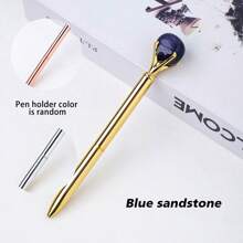 1 pièce Stylo à bille en cristal d'améthyste naturelle authentique et non traitée - Pierre brute unique, écriture fluide, parfait pour les fournitures scolaires des étudiants et les cadeaux d'affaires de bureau - Matériau authentique et non traité