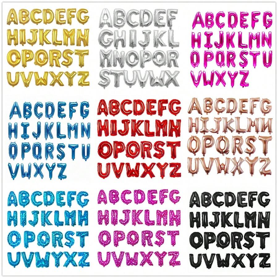 16 英寸字母铝箔气球 A-Z、银色、红色、蓝色、粉色、玫瑰金、年龄数字、姓名英文字母聚酯薄膜气球适用于成人、婚礼、生日派对、周年纪念、装饰、照片道具