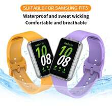 兼容三星 Galaxy Fit 3 硅胶运动表带手表手链替换表带透气轻便可调节适合学生返校礼物 - 彩色 - 查看 5