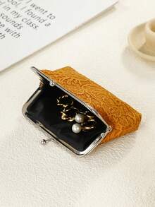 1 peça Floral Impresso Com Material PU Design de Fecho de Pressão Para Armazenar Contas Diárias Cartões Bancários e IDs Para Mulheres Carteira Mini Carteira Bolsa Carteira Carteira Moeda Carteira - Multicolorido - Ver 12