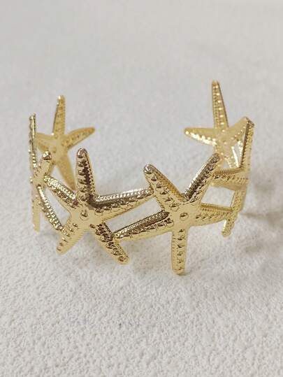 Gold Star Shaped Bangle Bracelet, Women Jewelry Accessories