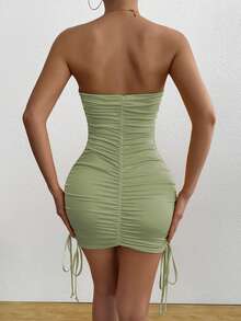 1 pieza Nuevo vestido ajustado plisado sexy de estilo europeo y americano, vestido mini de verano, vestido sexy de una sola pieza a la moda