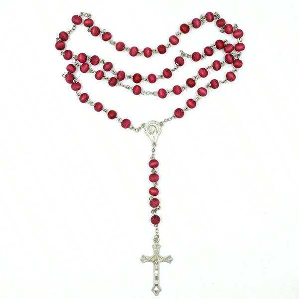 1pc Natural Cross Necklace With Four-Color Fragrance, Prayer Beads, Wooden Beads, Rose Holy Box (Random Style/Box Stickers Randomly Not Specified)