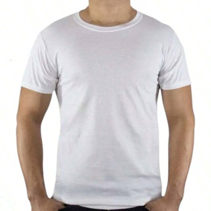 Playera Manga Corta Para Hombre Casual Deportiva Con Diseño LISO, Elaborada a Base Tela Micro Pique Para Uso Diario Moda Primavera Verano Deportes y actividades al aire libre - Función urbana Liso Verano Regular Asimétrico Festival de primavera Primavera - Blanco - Ver 1