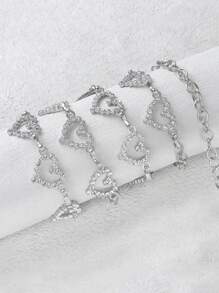 1 pièce Chaîne de taille fashion en métal tressé avec strass en forme de cœur pour femmes. Parfait pour les robes d'été avec un style polyvalent et personnalisé. Convient pour Halloween, la Saint-Valentin, l'été et l'école.