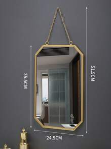 1PC Wall Mounted Mirror Gold Geometric Mirror With Chain Decorative Vanity Mirror Porch Decoration Mirror Bathroom Wall Mirror Vanity Mirror Suitable For Bathroom Bedroom Living Room Arch