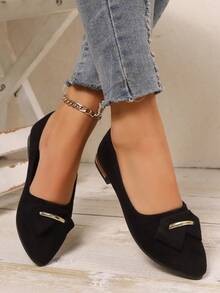 女士平底一脚蹬尖头鞋，新款软底一脚蹬乐福鞋，低跟防滑休闲鞋，时尚水钻装饰轻便纯色透气平底鞋（适合宽脚，建议订购大一码）