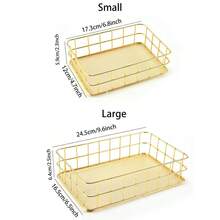 1 pieza Caja de almacenamiento de maquillaje Cesta de almacenamiento de hierro - Organizador de escritorio rectangular para frutas y talla grande, Artículos esenciales de organización del hogar Decoración de Halloween - Multicolor - Ver 2