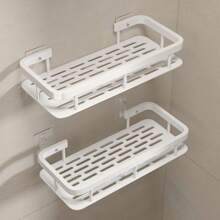 Shower Rack, Adhesive Shower Rack 1-Piece Set With Hook, No Need For Drilling, Wall Mounted Rust Proof High-End Storage Bathroom, Kitchen, Storage Rack,Racks For Storage,Shelf,Black