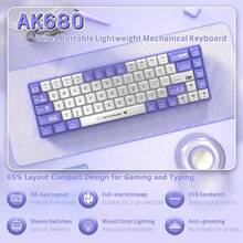 AJAZZ AK680 有线机械键盘，奶油色马卡龙色，热插拔，适用于办公、游戏、电子竞技 - 彩色 - 查看 3