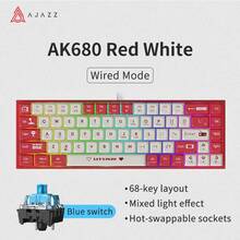 AJAZZ AK680 有线机械键盘，奶油色马卡龙色，热插拔，适用于办公、游戏、电子竞技 - 彩色 - 查看 8