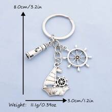 Fashionable Helm, Sailboat, Lighthouse Navigation Keychain For Men, Alloy Pendant Backpack